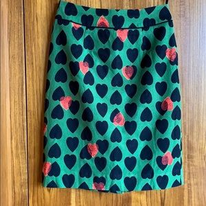 RARE Anthropologie Maeve Heart Stamp Skirt